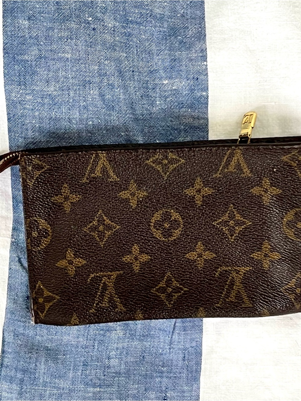 Louis Vuitton Monogram Canvas Cosmetic Pouch in Brown with Gold Hardware